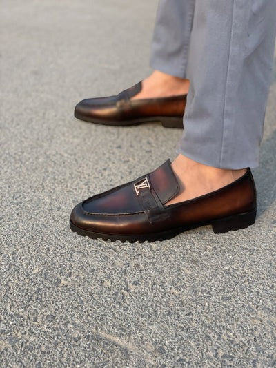 LS Pure Leather Handmade Oxblood Chunky Loafers LS-859🔥