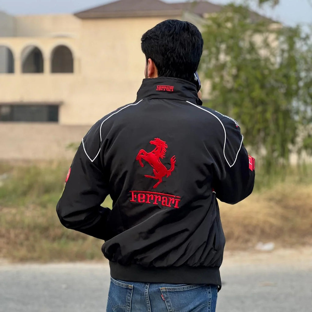 Ferrari F1 Jacket Black | Embroidered🔥