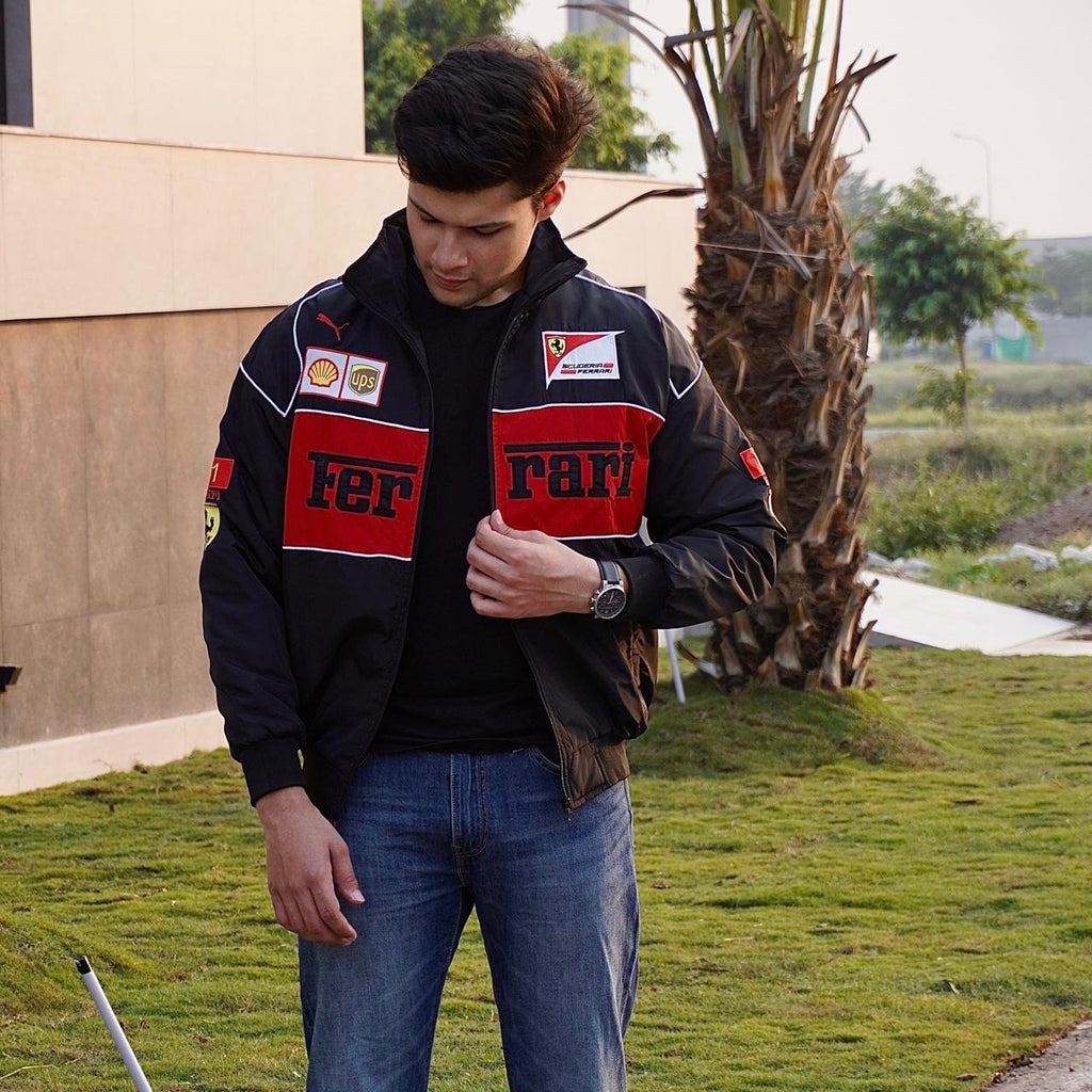 Ferrari F1 Jacket Black | Embroidered🔥