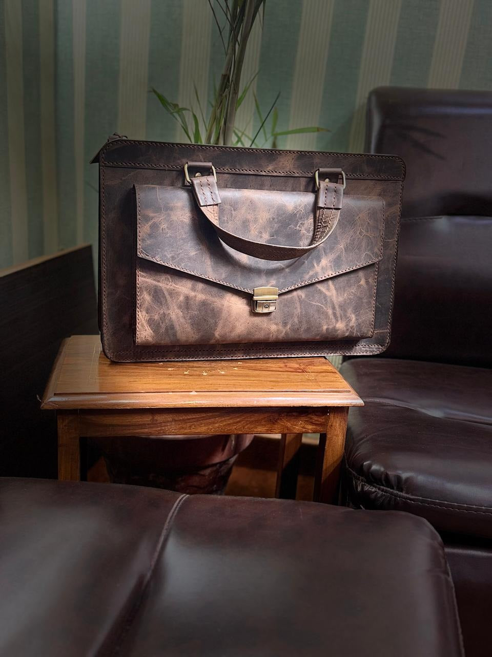 PURE COW LEATHER MEN'S OFFICE LAPTOP BAG🔥