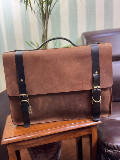 MEN'S OFFICE LAPTOP LEATHER BAG (HAND MADE )🔥