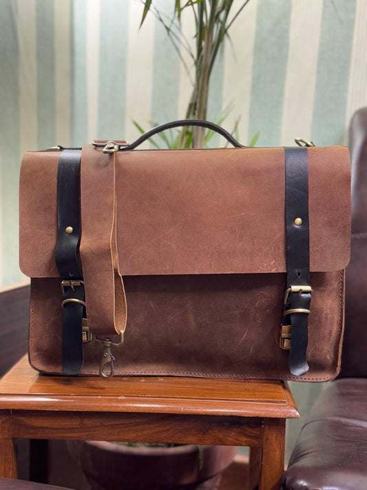 MEN'S OFFICE LAPTOP LEATHER BAG (HAND MADE )🔥
