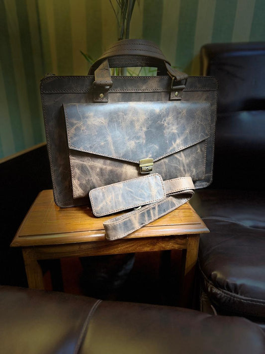 PURE COW LEATHER MEN'S OFFICE LAPTOP BAG🔥