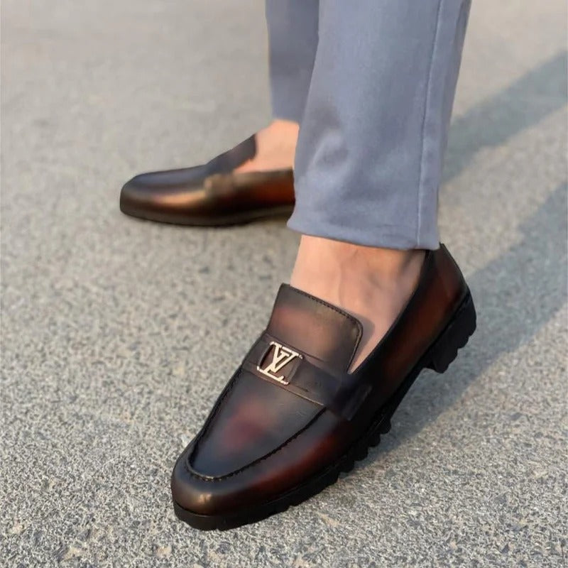 LS Pure Leather Handmade Oxblood Chunky Loafers LS-859🔥