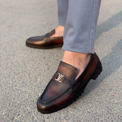 LS Pure Leather Handmade Oxblood Chunky Loafers LS-859🔥